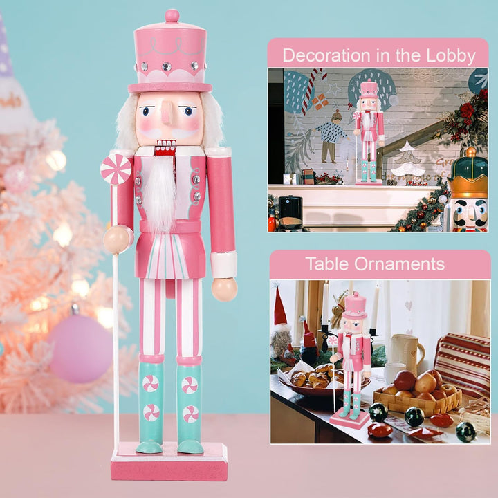 Nussknacker Figur,30CM Nussknacker Weihnachten Dekorationen,Massivholz Handwerk Deko Geschenkstücke,