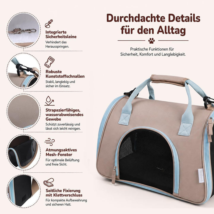 Katzentransportbox Hundetasche Kleine Hunde bis 6kg [Faltbar] Transportbox Katze Welpen Hundebox mit