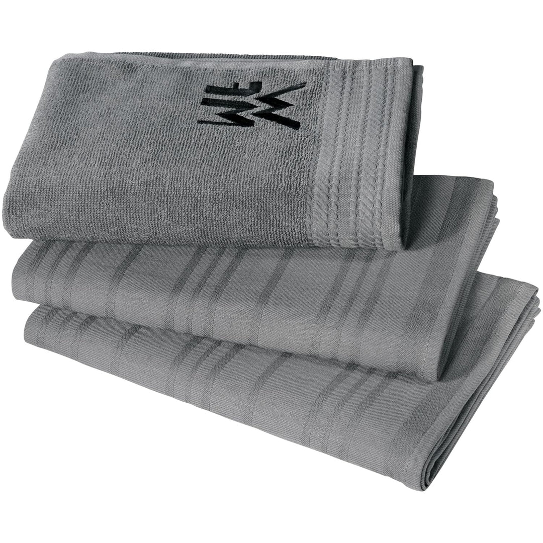 WMF Digitale Küchenwaage 20 x 20 x 1 cm, Backwaage & Küchenhandtuch-Set 3-teilig, Baumwolle Küchentü