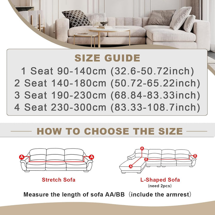 FIGOOO Stretch Sofabezug 2 Sitzer Sofa überzug Schachbrettmuster Jacquard Elastisch Waschbar Sofahus