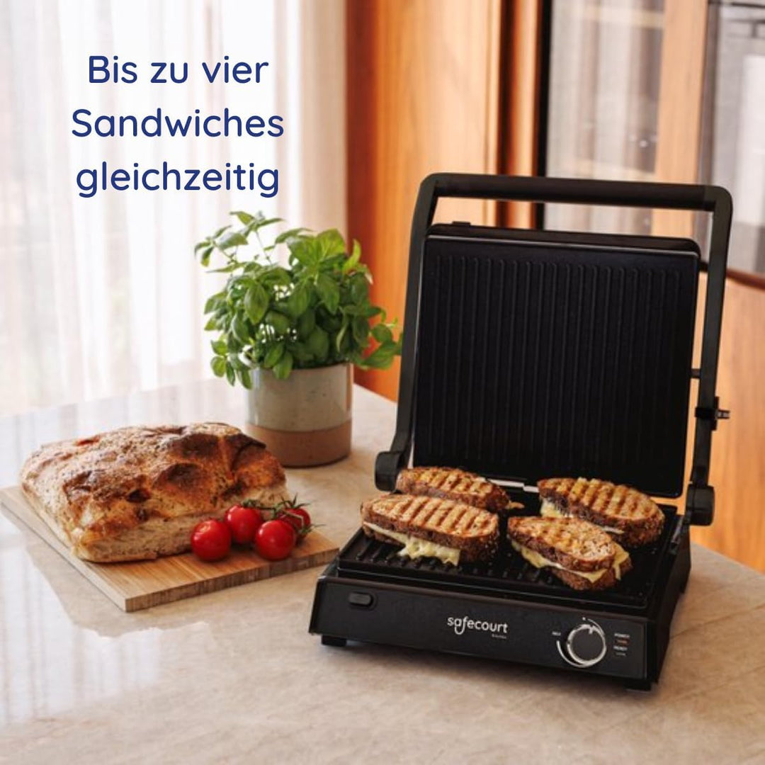 Safecourt Kitchen – Kontaktgrill 4-in-1 – Sandwichmaker, Panini Grill, Tischgrill elektrisch & Toast