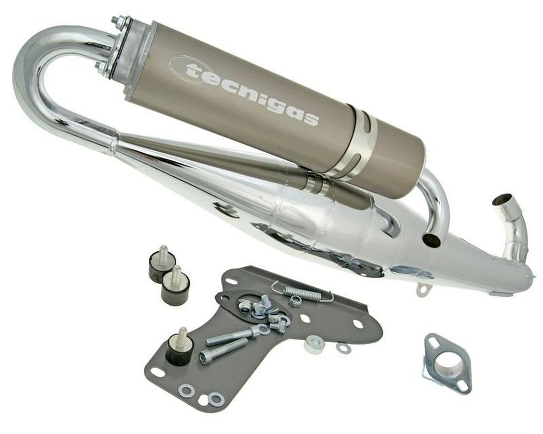 TECNIGAS RS II Chrom Auspuff für Gilera Runner 125 FX DT 2T LC, Runner 125 FX SP DD 25 LC, Runner 18