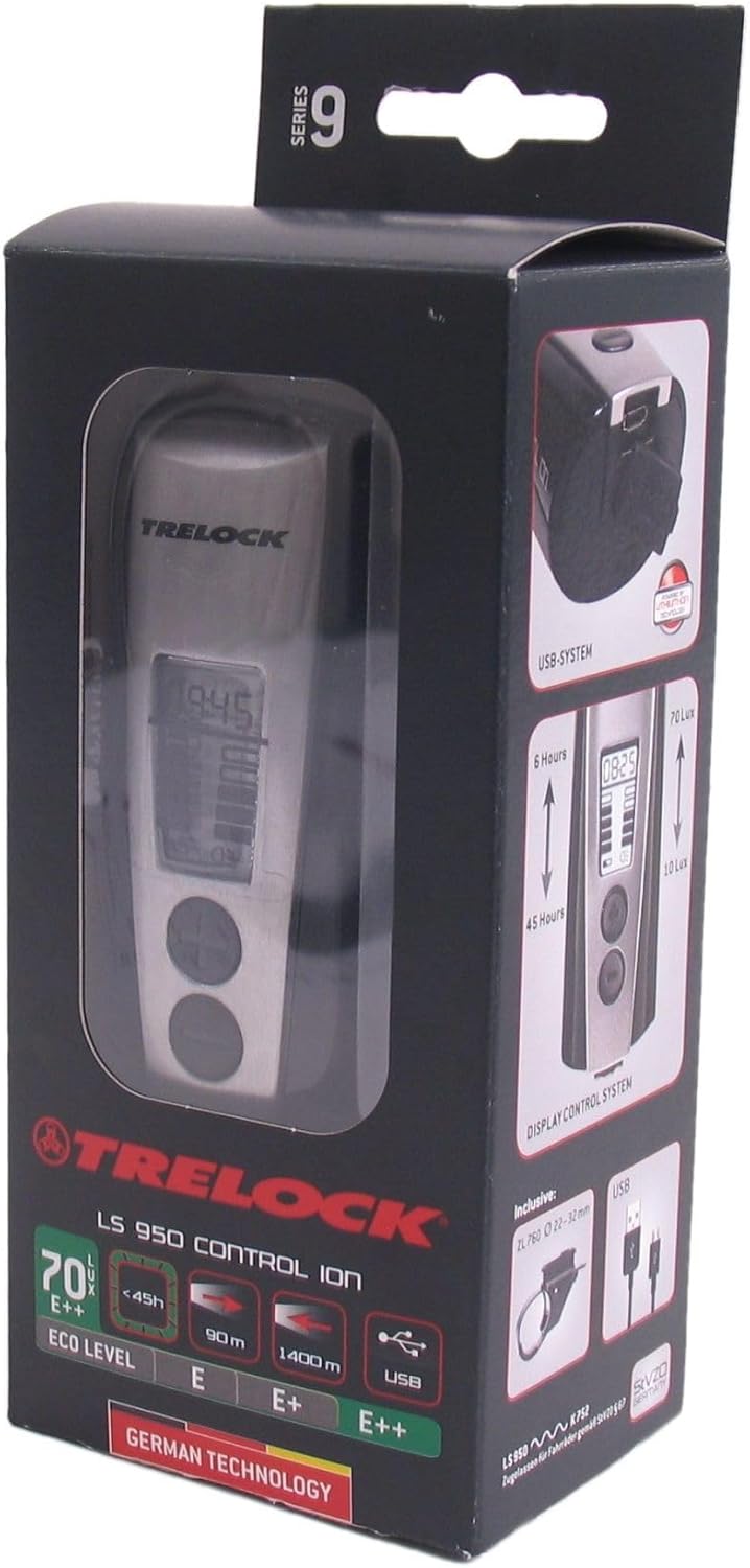 Trelock Unisex – Erwachsene Beleuchtung LS 950 Control Ion 70 FB ZL 800 Batteriefrontschweinwerfer,