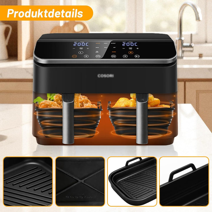 4 Stück Ninja Heissluftfritteuse Silikonform für Ninja AF400EU SL400EU AF451EU 9,5L | COSORI 8,5L |
