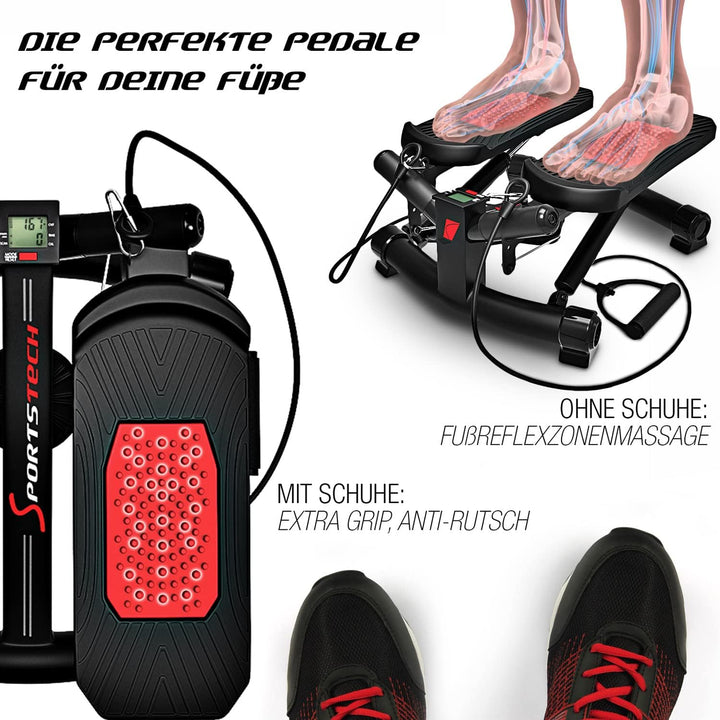 Sportstech 2in1 Twister Stepper mit Power Ropes - Deutsche Qualitätsmarke - STX300 Drehstepper & Sid