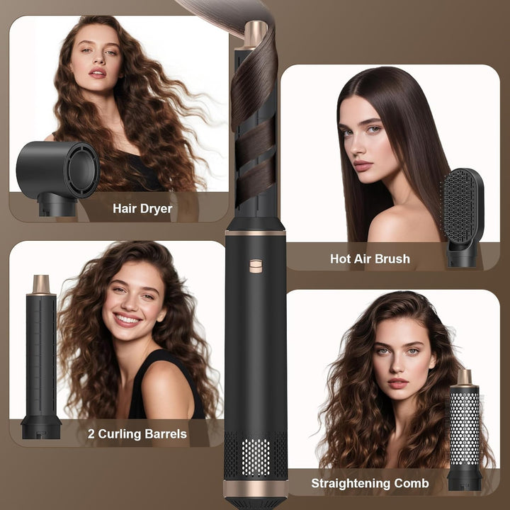 Hairstyler 5 in 1, Professioneller Haarstyler, Airstyler Set mit Auto Lockenstäbe, Föhn Ionen, Wärme