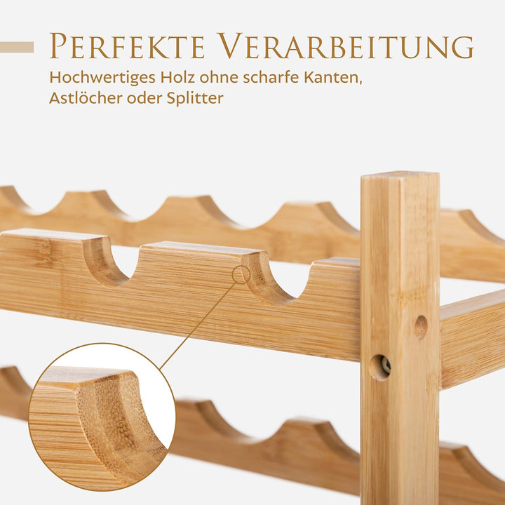 Weinregal Holz, 48 Flaschen, Flaschenregal Stapelbar, Getränkeregal, Weinregal Stapelbar, Flaschenau