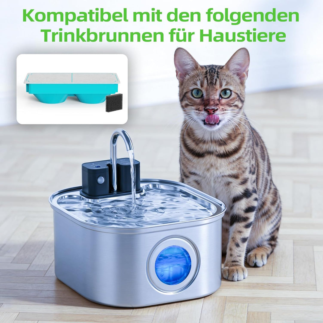 Universal Katzenbrunnen Filter Kompatibel: 12er Set (6 Aktivkohle + 6 Schaumstoff) | Ersatzfilter fü