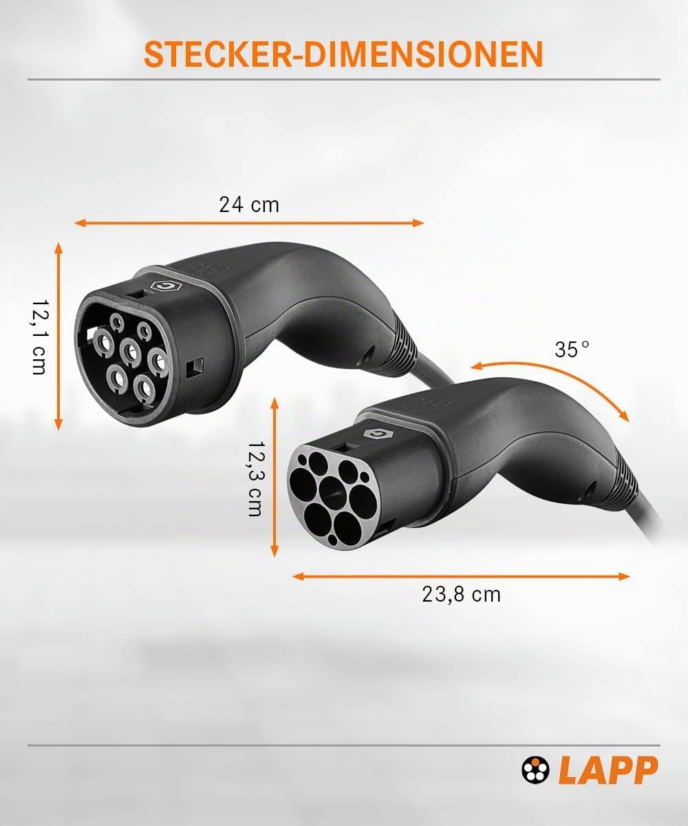 Lapp Mobility Helix Typ 2 Ladekabel 11 kW/Selbstaufrollend / 20 A / 3-Phasig/E-Auto Ladekabel/Mode 3