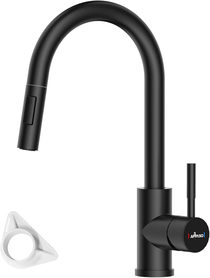 Wasserhahn Küche Schwarz, APPASO Küchenarmatur Ausziehbar 360° Drehbar, Hochdruck Mischbatterie mit