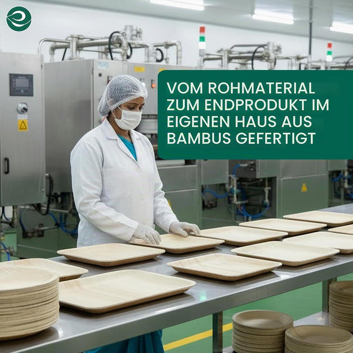 ECO SOUL 100% kompostierbare 15 cm, quadratische Palmblatt Teller [200 Stück] |Premium Palmblatt Ges