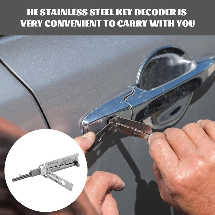 2 in 1 Stainless Steel Master Key Decoder, SS002 Pro Lock Picking Tool, Master K ey Decoder Lo-ck Pi