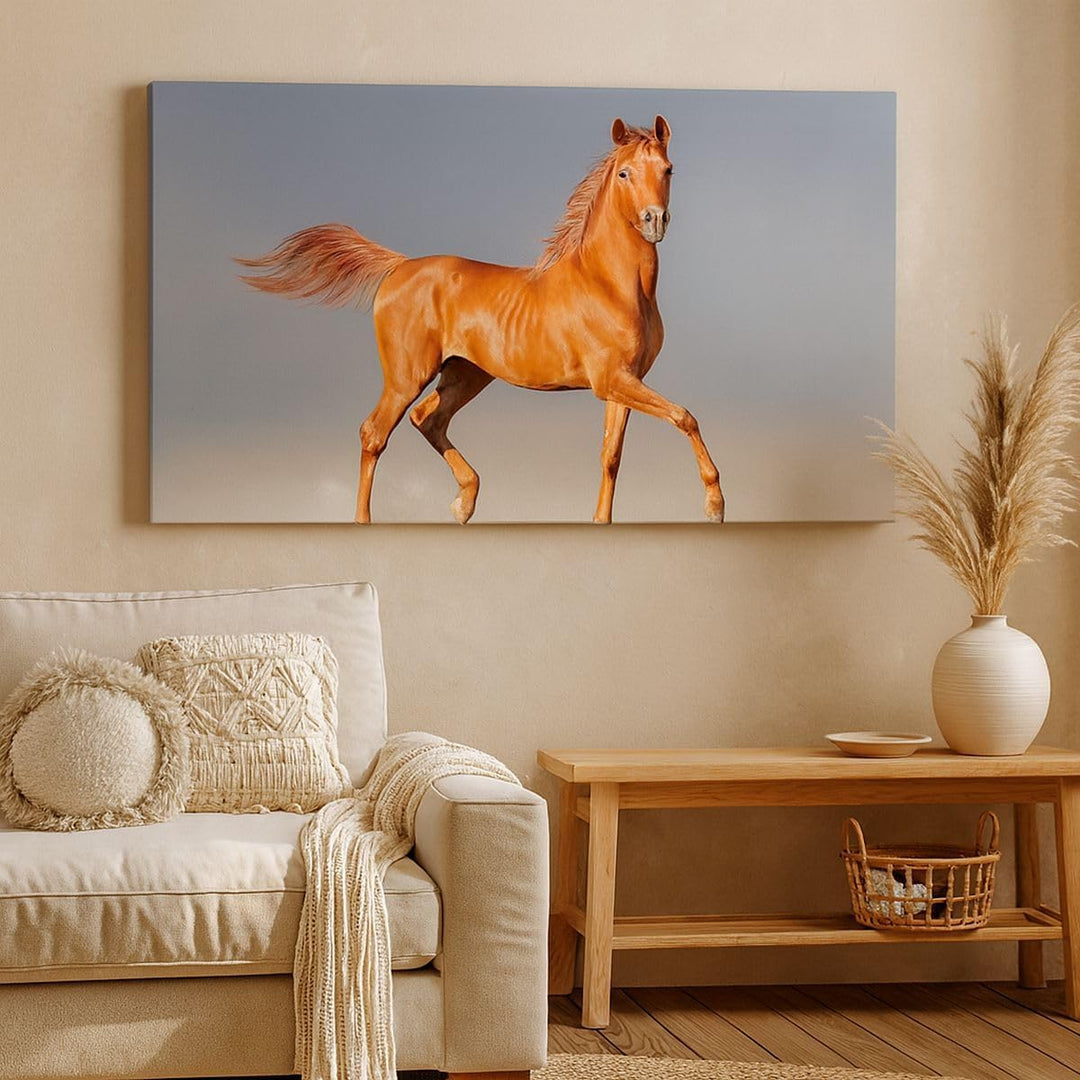 Wandbilder Dekoration Wohnzimmer Tiere Pferd Galopp Geschwindigkeit Bilder auf Leinwand 120x50cm Lei