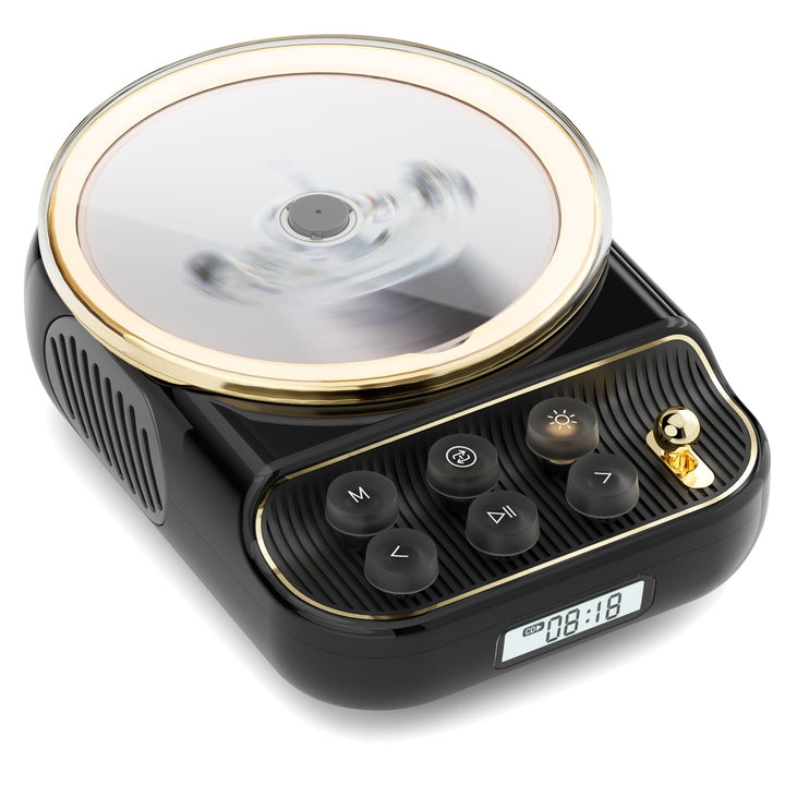 Tragbarer 4-in-1 CD Player mit Bluetooth Lautsprecher FM-Radio, Bluetooth 5.3 Lautsprecher mit Dimmb