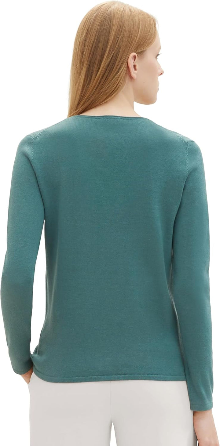 TOM TAILOR Damen Basic Strickpullover mit V-Ausschnitt XXS 10697 - Sea Pine Green, XXS 10697 - Sea P