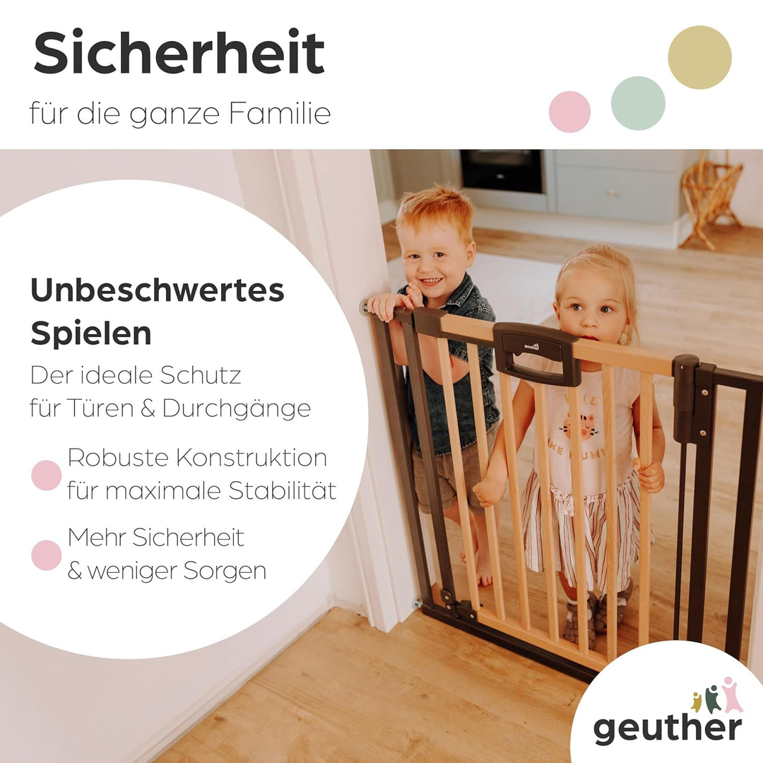 Geuther Türschutzgitter Easylock Plus | Treppenschutzgitter ohne Bohren Breite 104,5-112,5 cm | Türg