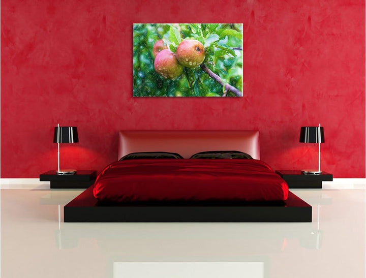 Pixxprint Wilde Äpfel Buntstift Effekt als Leinwandbild/Grösse: 100x70 cm/Wandbild/Kunstdruck/fertig