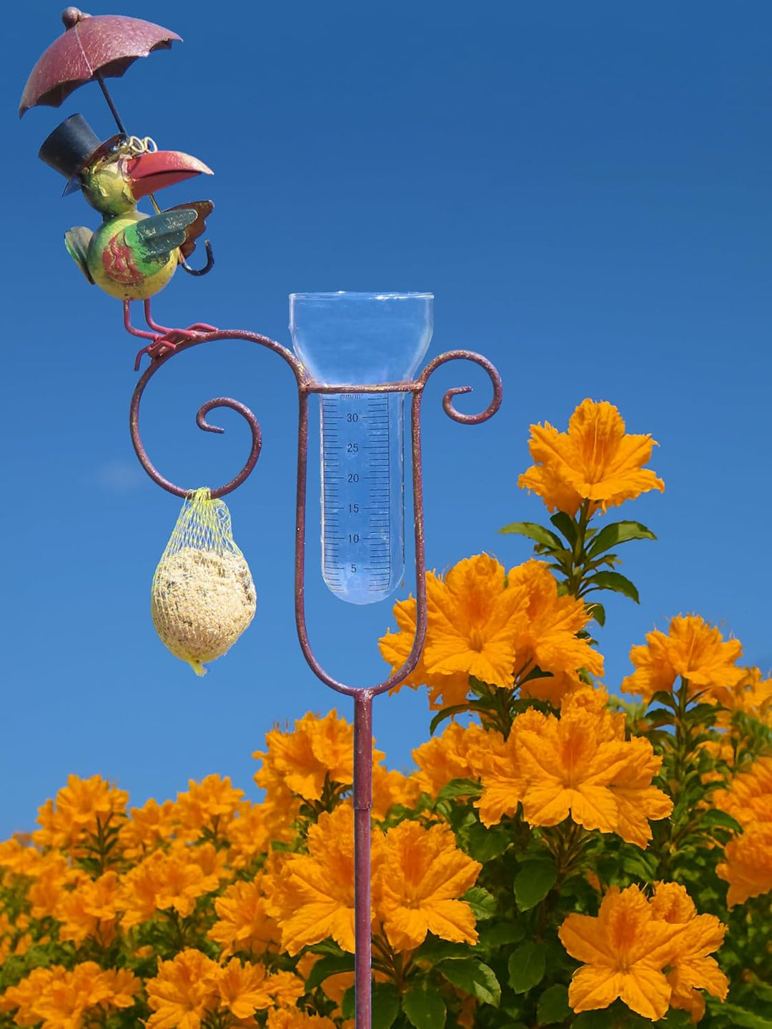 Pommerntraum ®| Regenmesser Niederschlagsmesser Gartendeko Gartenkunst Rabe | Pluviometer Ombrometer