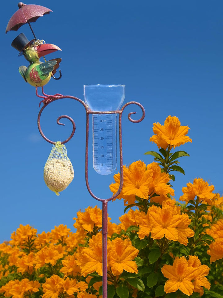 Pommerntraum ®| Regenmesser Niederschlagsmesser Gartendeko Gartenkunst Rabe | Pluviometer Ombrometer