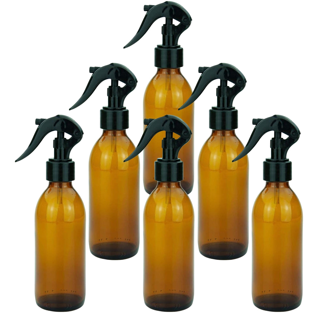 mikken 6 Sprühflaschen 200 ml Glas braun für z.B. Desinfektionsspray mit Etiketten Braun 6, Braun 6