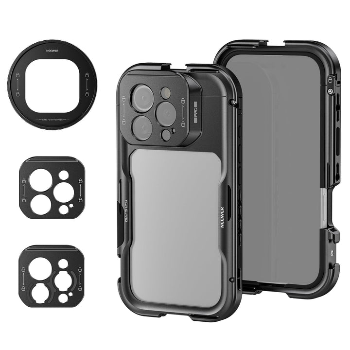 NEEWER 16 Pro Käfig Cage Schnellverschluss Video Rig Stabilisator kompatibel mit iPhone 16 Pro mit 6