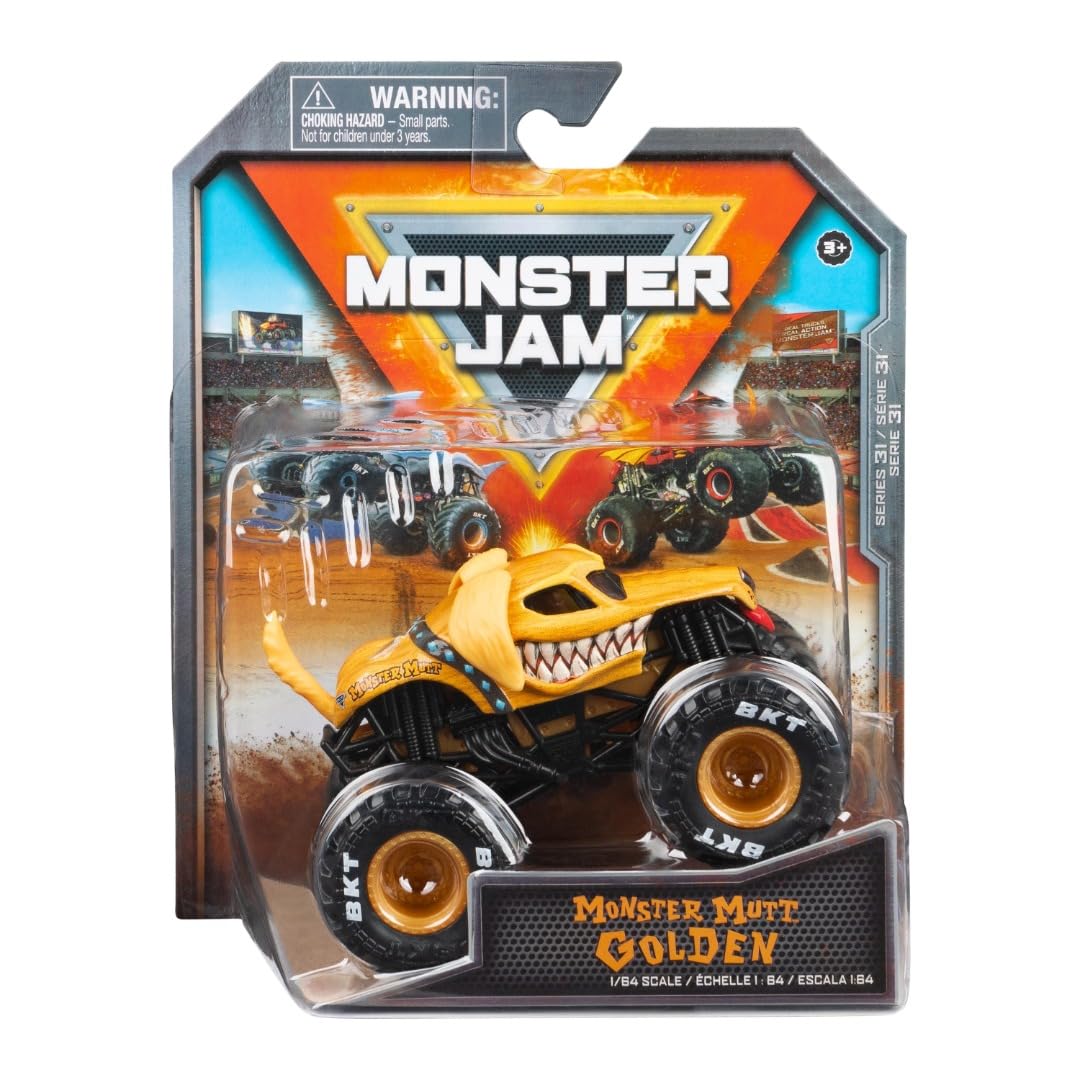 Monster Jam 2023 Spin Master 1:64 Diecast Truck Serie 31 Ruff Crowd Monster Mutt Golden