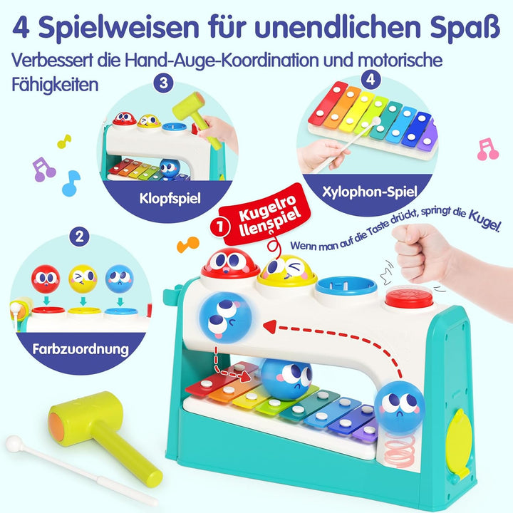 HOLA Spielzeug ab 1 Jahr, Hammerspiel Xylophon Kinderspielzeug ab 1-2 Jahre Baby Geschenk für 1 Jahr