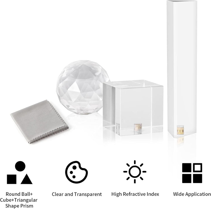 Selens 3 Stück Fotografie Kristall Prisma mit 1/4" Gewindeloch, Professionelle Optik Kristall Glas W