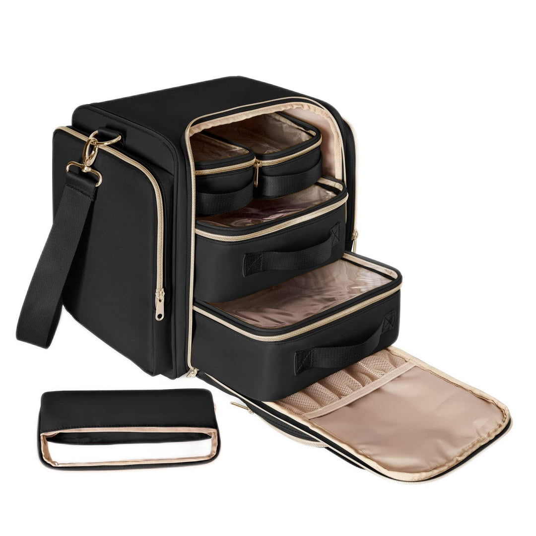 Grosse Makeup Tasche Reisetasche mit 5 Innentaschen, Kosmetiktasche Kosmetikkoffer Make up Organizer