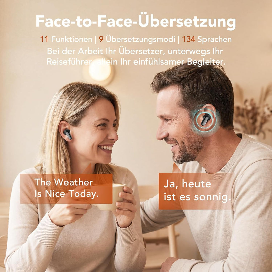 N03 Übersetzer Kopfhörer mit KI Chatbot, HiFi-Klang Übersetzungskopfhörer 134 Sprachen & 9 Modi - Bl
