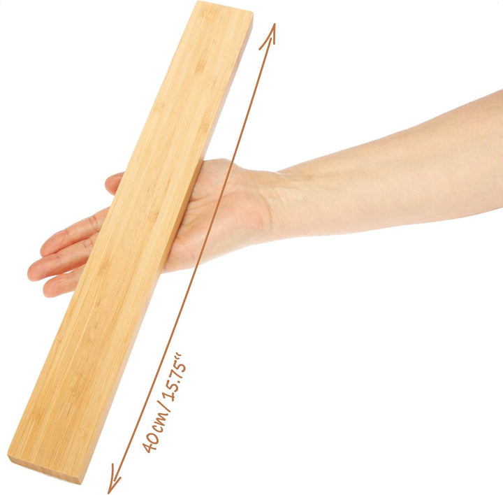 com-four® 3X Messer Magnetleiste aus Bambus zur Wandmontage - magnetischer Messerblock - 40 cm Messe