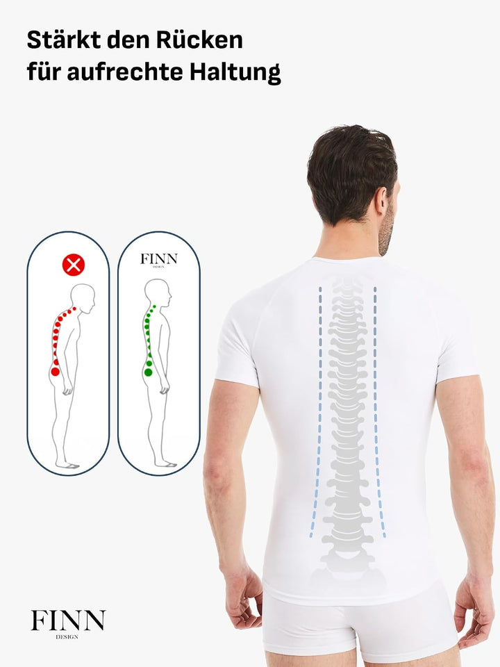 FINN Figurformendes Kompressions-Shirt Herren mit Bauchweg Effekt - Kurzarm Shapewear Unterhemd aus