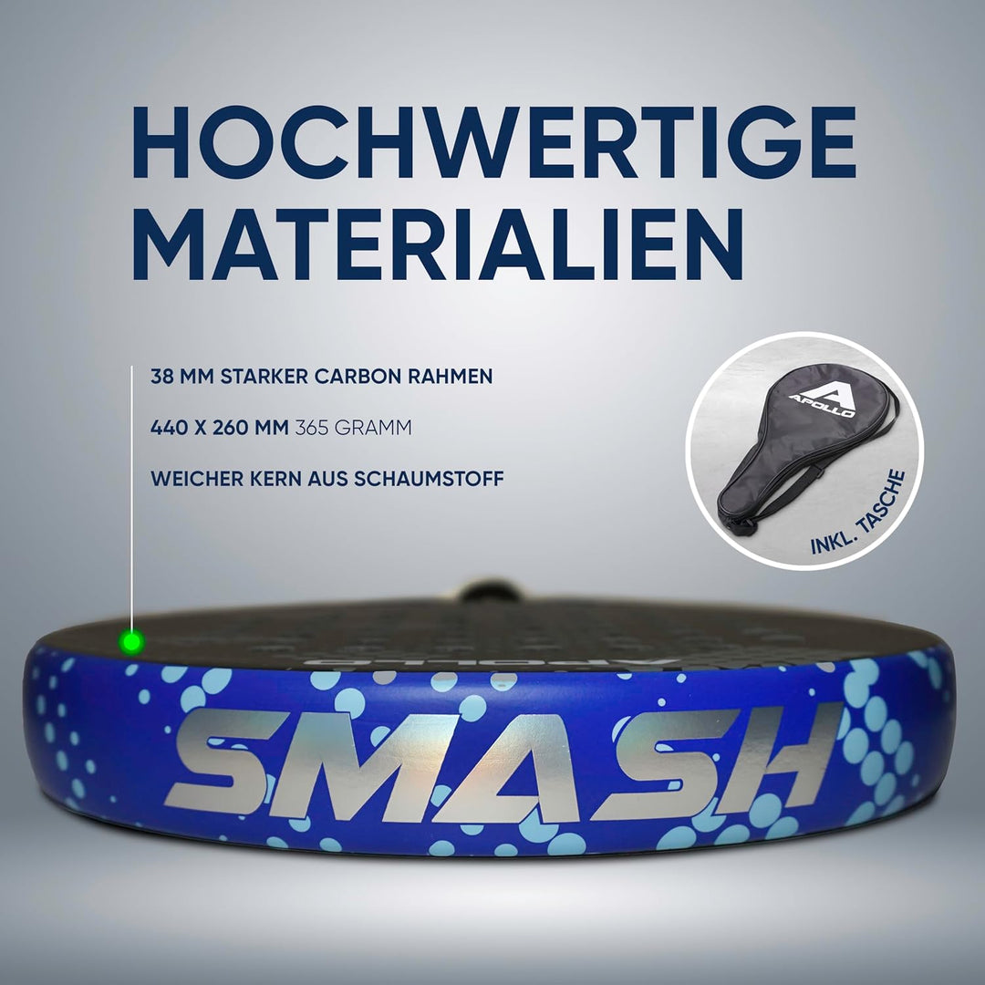 Apollo Padel Schläger - Padelschläger für Anfänger und Fortgeschrittene, Carbon-Schläger für Damen u