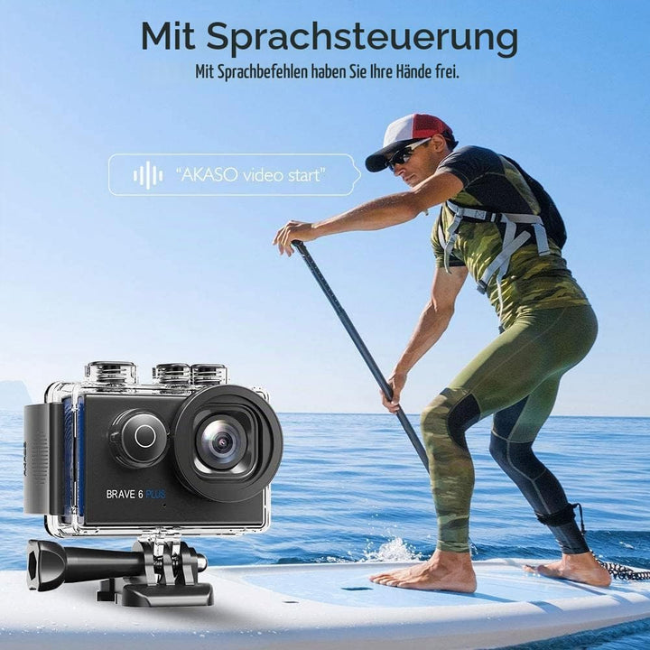 AKASO Action Cam 4K30FPS 20MP WiFi Actionkamera mit Touchscreen EIS 4X Zoom Fernbedienung 40m Unterw