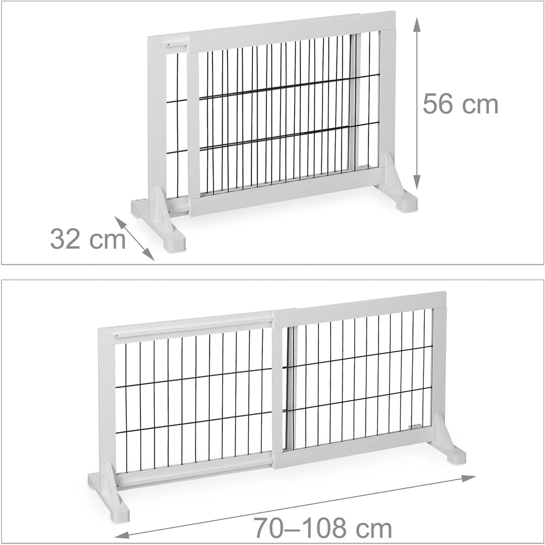 Relaxdays Absperrgitter, ausziehbares Schutzgitter, Treppe &amp; Tür, HxB: 56 x 70-108 cm, freistehend,