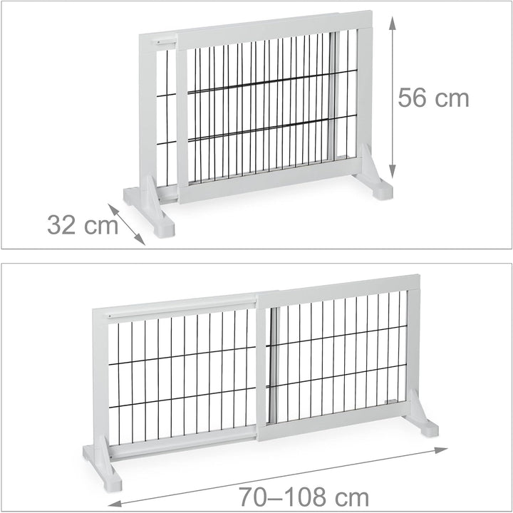 Relaxdays Absperrgitter, ausziehbares Schutzgitter, Treppe &amp; Tür, HxB: 56 x 70-108 cm, freistehend,