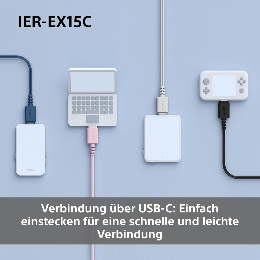 Sony IER-EX15C USB-C kabelgebundene In-Ear Kopfhörer mit Mikro – kompatibel mit Android, iOS, Tablet