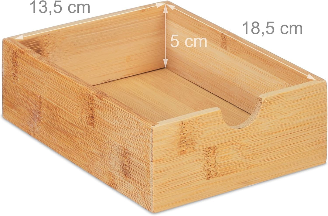 Relaxdays Schubladenbox, Bambus, 4 Schubladen, HxBxT: 27,5 x 16,5 x 21 cm, Schreibtisch Organizer, B