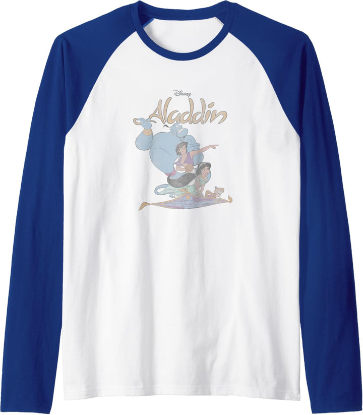 Disney Aladdin Group Shot Distressed Flying Buddies Raglan