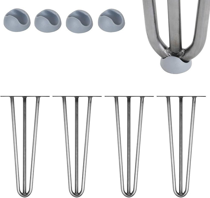 Melko 4 Stück Hairpin Legs Haarnadel Tischbeine aus 12 mm Stahl Tischfuss inkl. Bodenschoner, Höhe 4