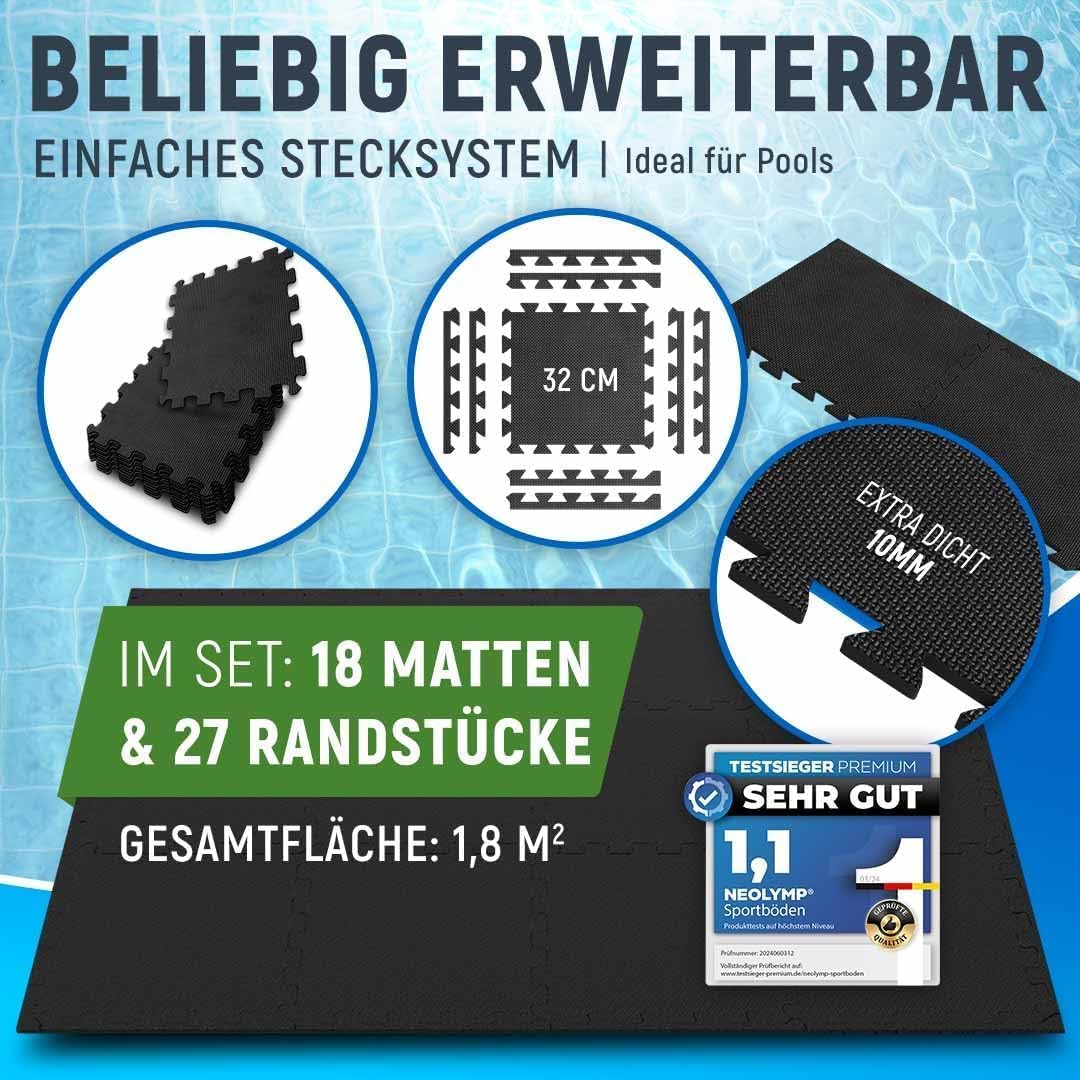 NEOLYMP 72 Stück Pool Unterlage Outdoor zuschneidbar - Whirlpool Unterlegmatte rutschfest und langle