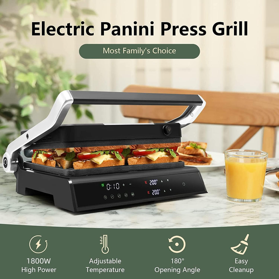 RELAX4LIFE Kontaktgrill 1800W, Elektrogrill Sandwichmaker Paninimaker, Sandwichtoaster 3 in 1, Grill