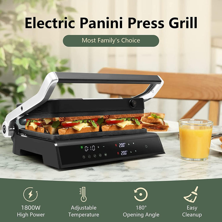 RELAX4LIFE Kontaktgrill 1800W, Elektrogrill Sandwichmaker Paninimaker, Sandwichtoaster 3 in 1, Grill