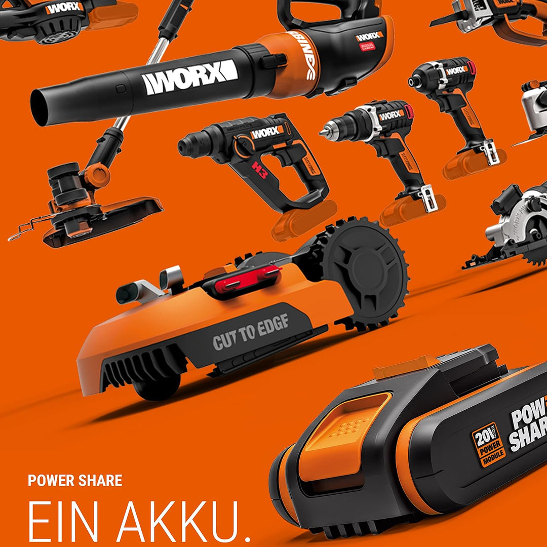 WORX WX372.9 Akku Schlagbohrschrauber 20V - 50Nm, 2-Gang-Getriebe &amp; LED-Licht - zum Schrauben, Bohre