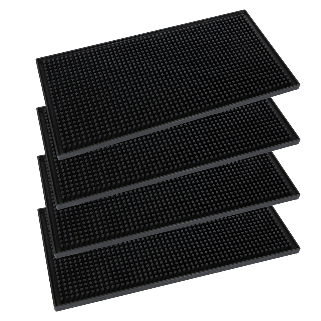 4 Stück 15 x 30cm Bar Matte, Schwarz Gummi Abtropfmatte, Bar Service Matte Barmatte rutschfest für B