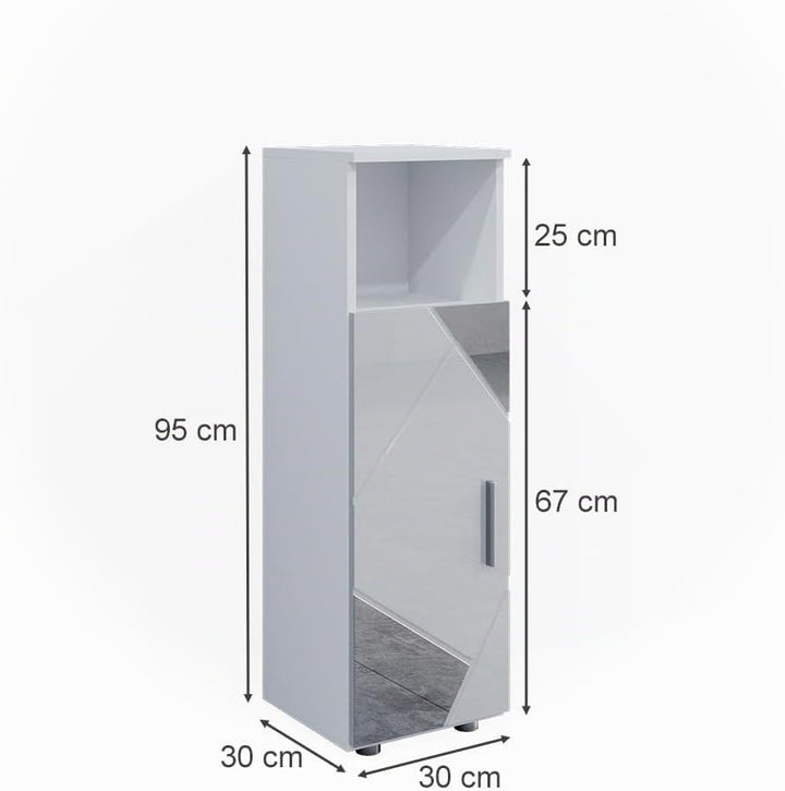 Vicco Midischrank Irma, Weiss Hochglanz mit Einsätzen, 30 x 95 cm Weiss Hochglanz mit Einsätzen Midi