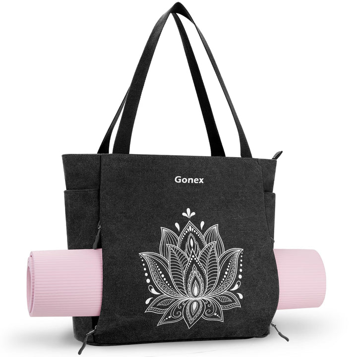 Gonex Yogatasche, Grosse Pilates Tragetasche mit Mehreren Taschen für Damen Herren, Robuste Canvas T