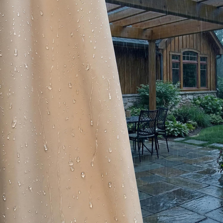 2er Set Outdoor Vorhänge Wasserfest Sonnenschutz Winddicht Rostfrei Schnelltrocknend mit Ösen für Te
