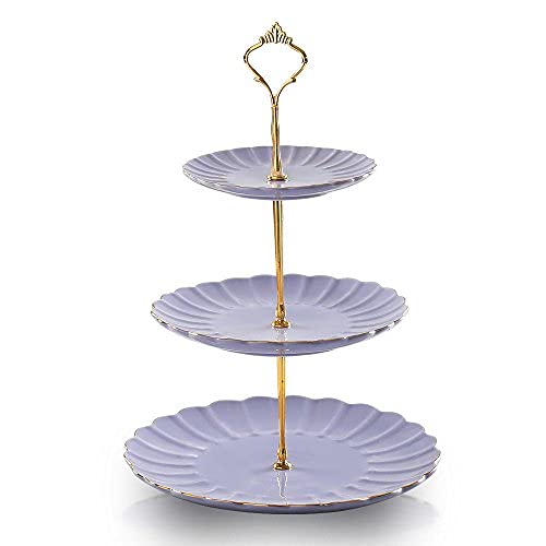 Sweejar Home 3-stöckiger Keramik-Kuchenständer, Etagere für Hochzeit, Dessert, Cupcake-Ständer für T