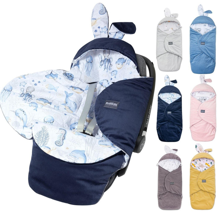 Bellochi Universal Baby Einschlagdecke für Babyschale und Autositz Kinderwagendecke Fusssäck aus Bau